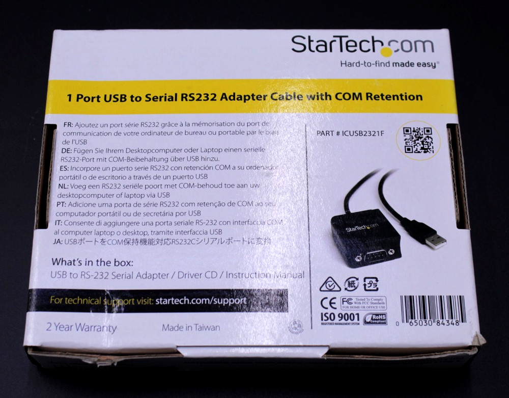 StarTech ICUSB2321F 1 Port USB to Serial RS232 Adapter Cable COM Retention NIB