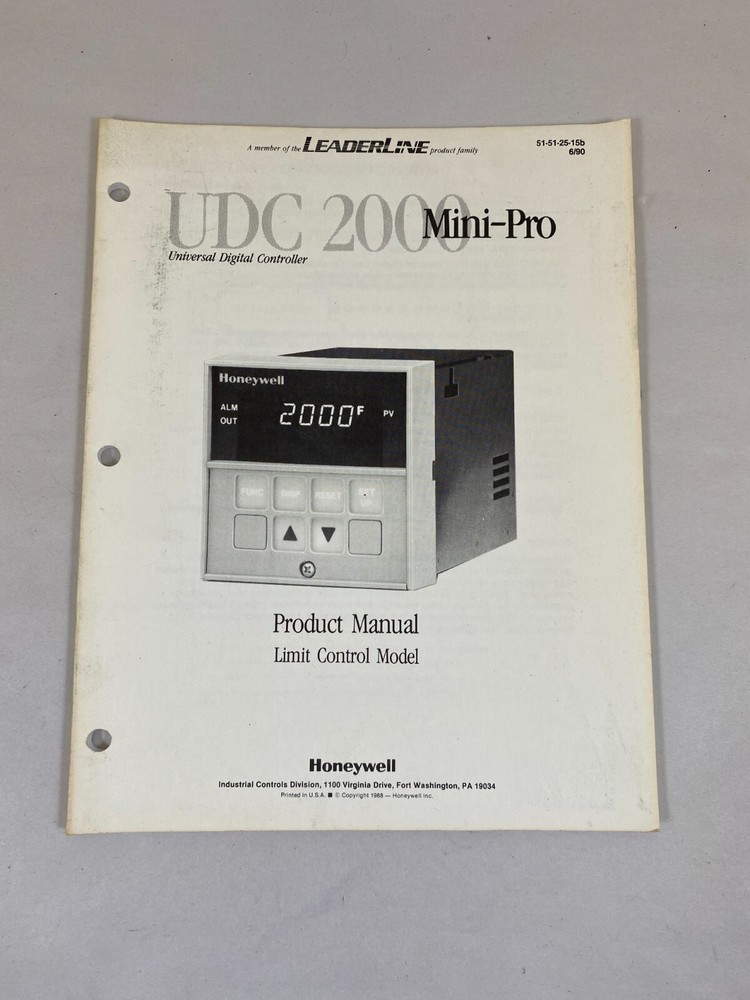 HONEYWELL UDC 2000 MINI-PRO PRODUCT MANUAL UNIVERSAL DIGITAL CONTROLLER