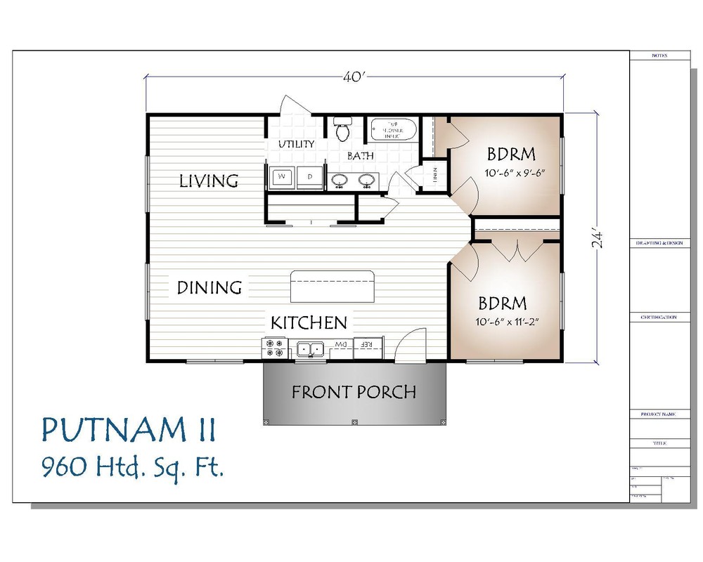 Putnam House Plan 960 Heated Square Feet