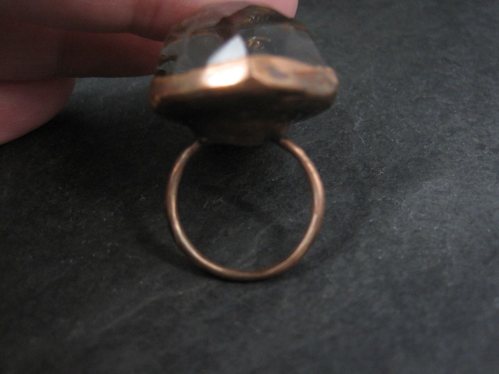 Huge Copper Borosilicate Glass Skull Ring Size 9