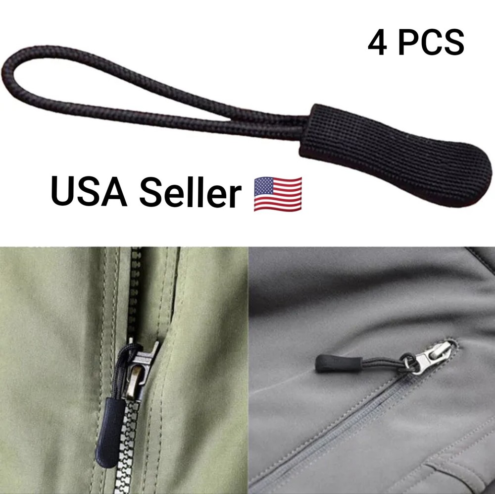 4PC Zipper Pull Puller End Fit Rope Tag Replacement Clip Broken Buckle Fixer Zip