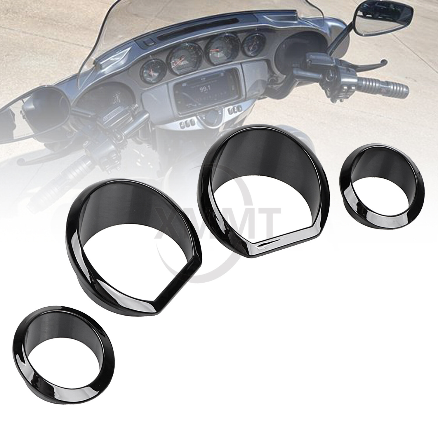 Black Gauge Bezel Trim Ring Kit For Harley Street Glide FLHX Special FLHXS 14-23