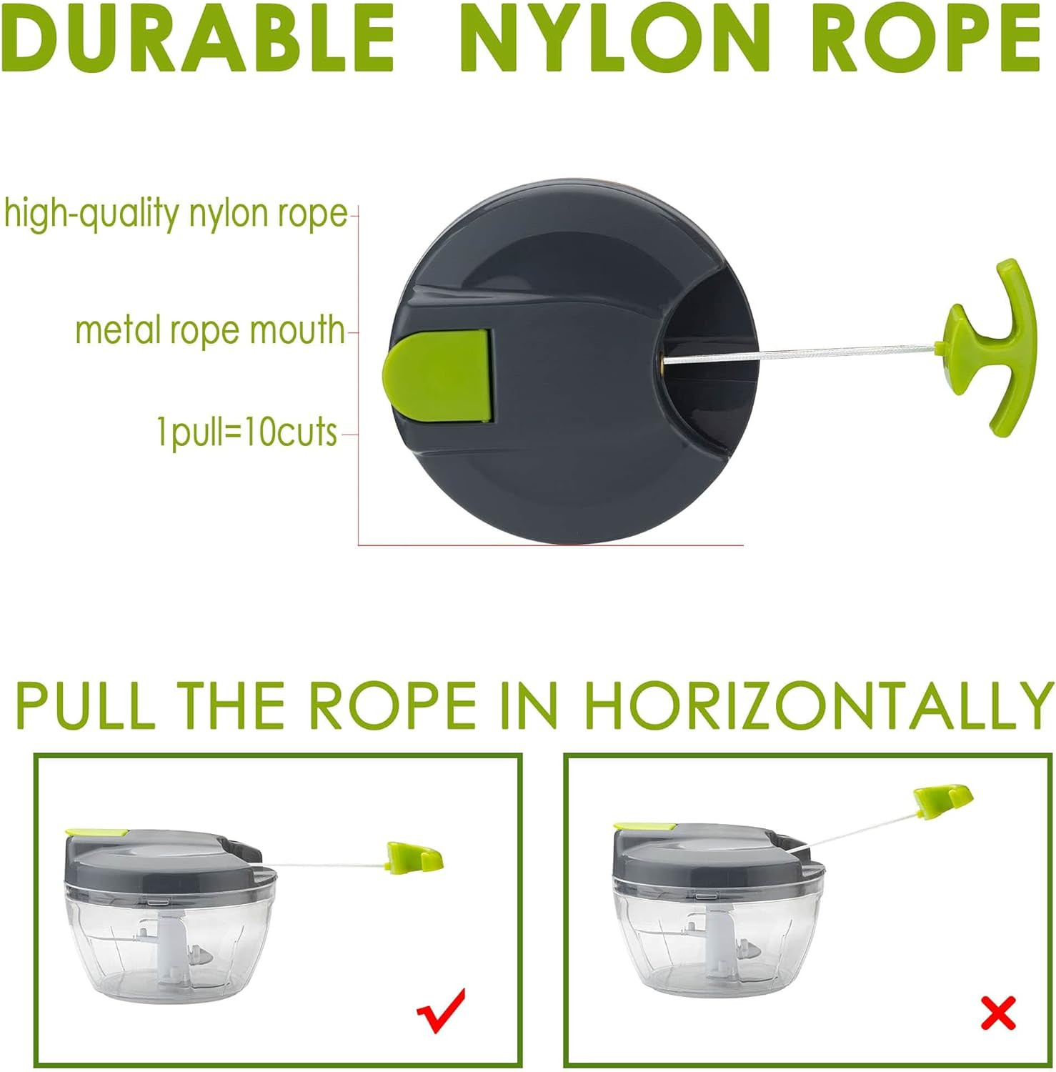 Multi-Function Manual Food Chopper & Processors with Handle and Cover,Vegetable