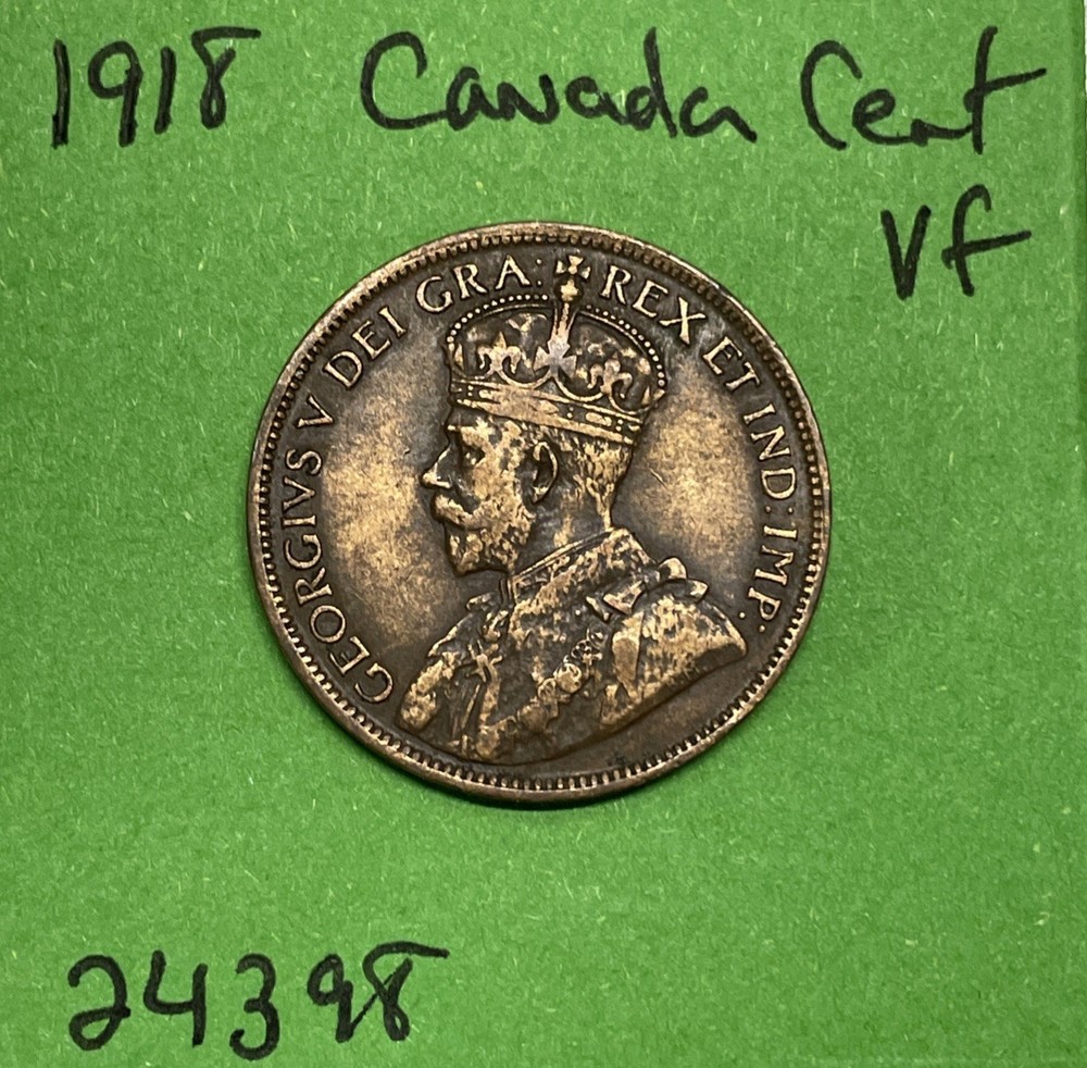 1918 Canada 🇨🇦 George V. Large Cent Vf Very Fine