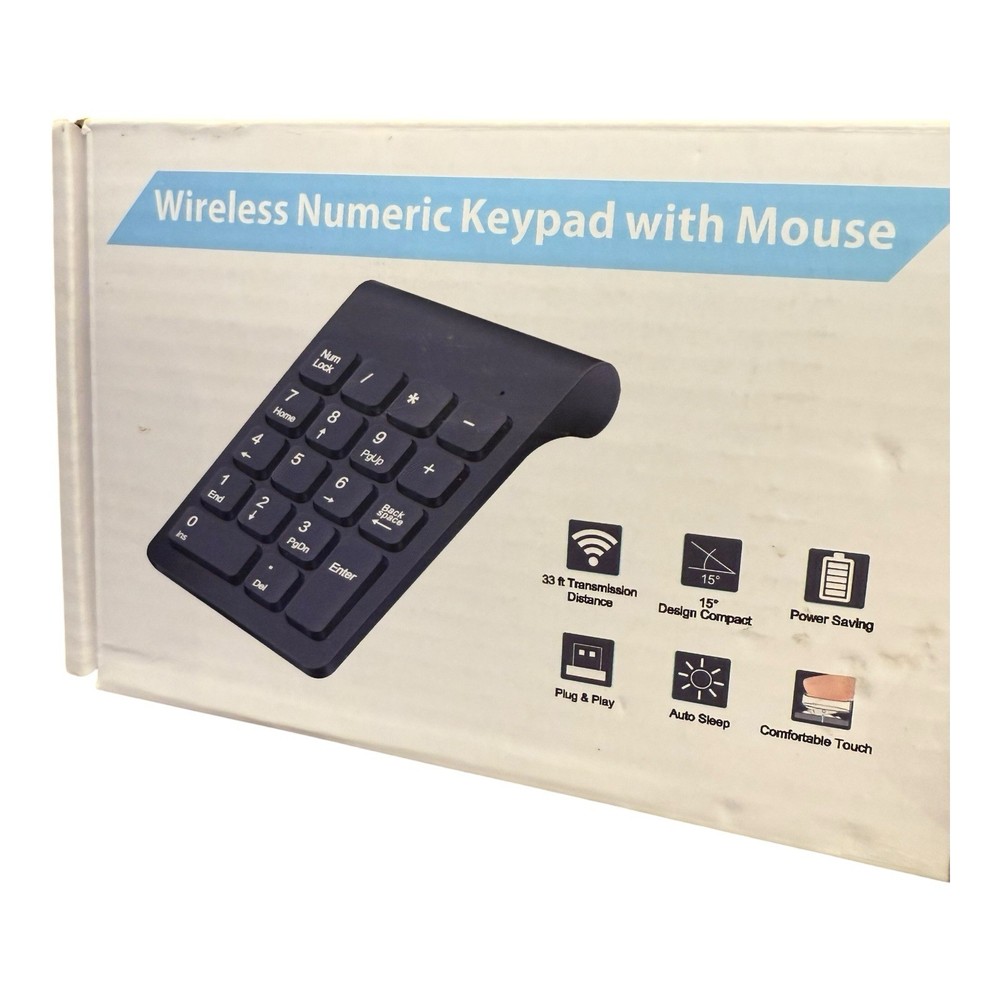 Wireless Numeric Keypad & Mouse Combo – 2.4GHz, USB, Black