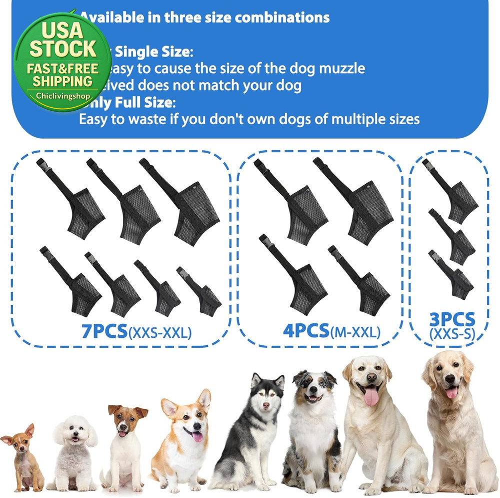 Dog Muzzle Mesh anti Biting Chewing Adjustable Strap for Small Medium Large