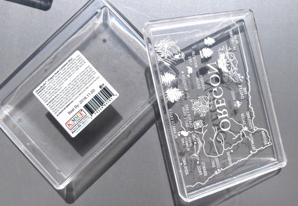 2 Oregon State shaped Containers, clear Acrylic candy container w/ fun Imprint