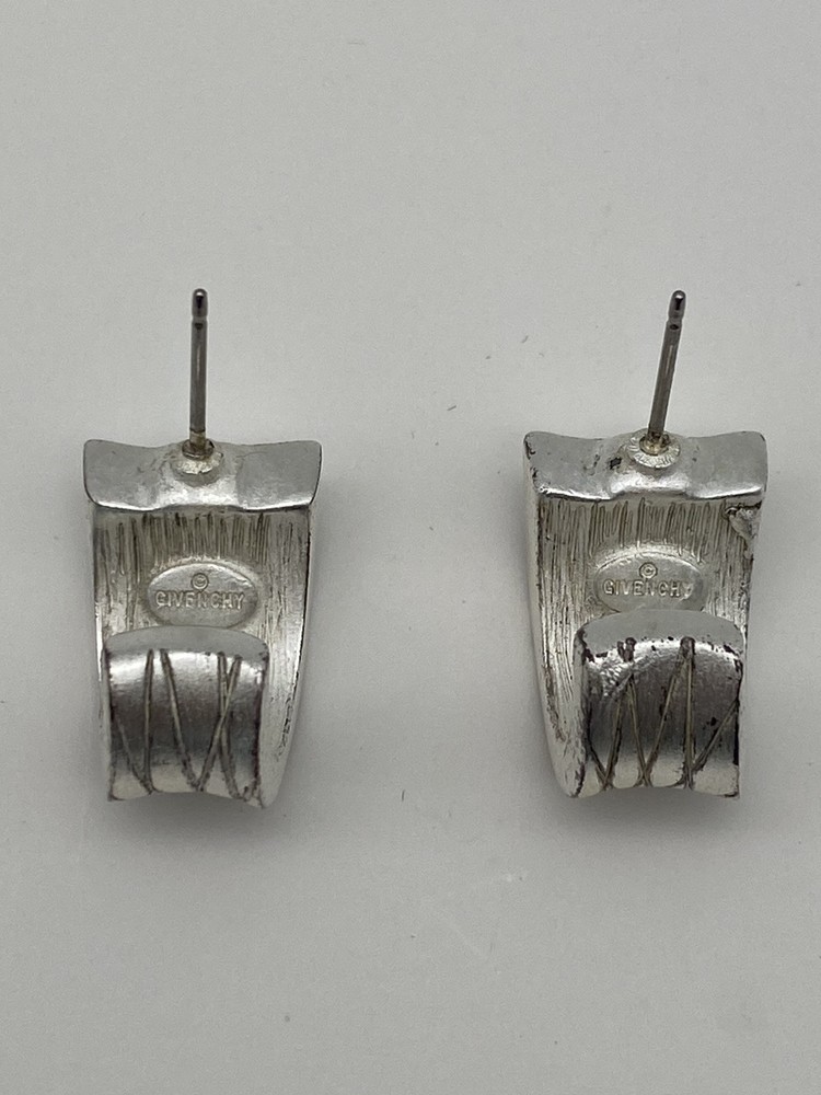 Givenchy Rhinestone Silver Tone Pierced Earrings