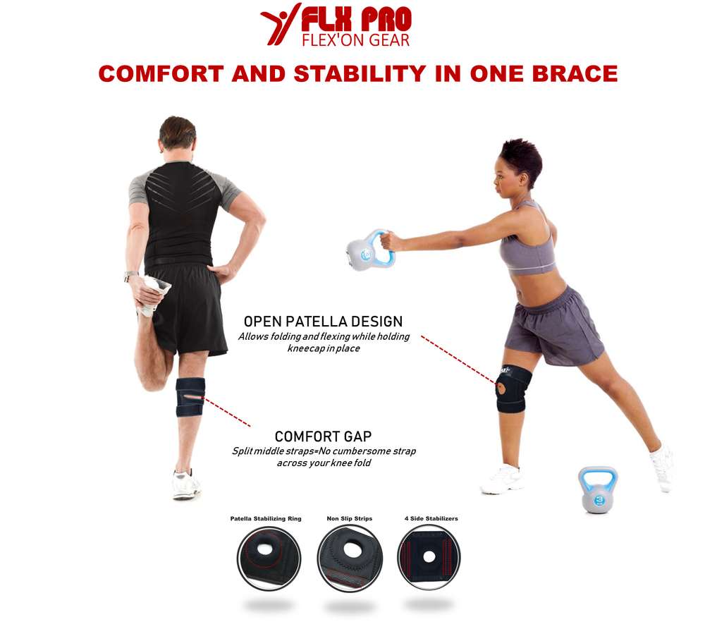 Knee Brace Adjustable Compression Straps Patella Support Sleeve Plus Size