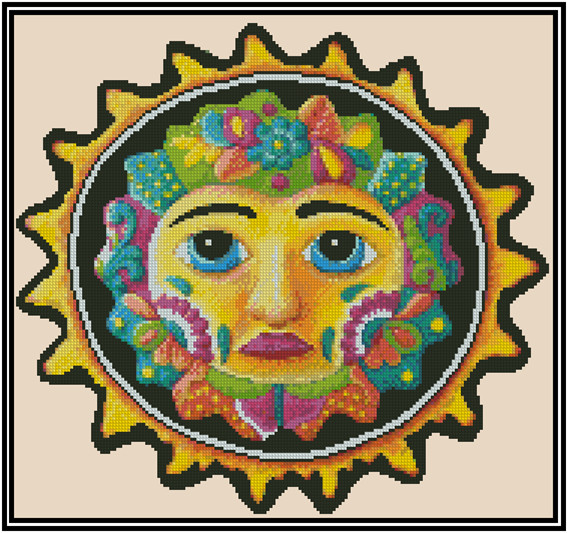Colorful Sun Counted Cross Stitch Chart No. 23-121