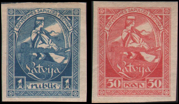 Latvia #70a-71b MH imperf singles