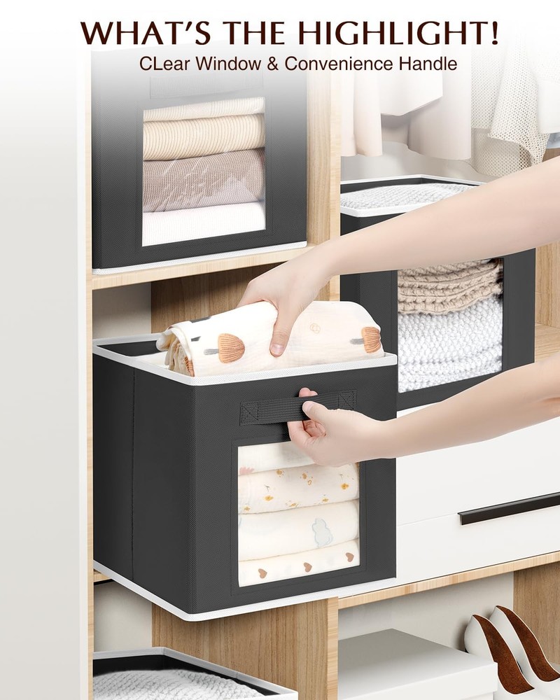 Cube Storage Bins - Fabric Shelves for Closet Organization, Foldable Storage ...