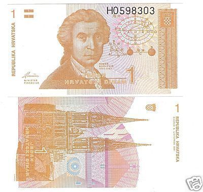 UNC CROATIA 1 DINAR SUPER CRISP NOTE~FREE SHIPPING~NICE