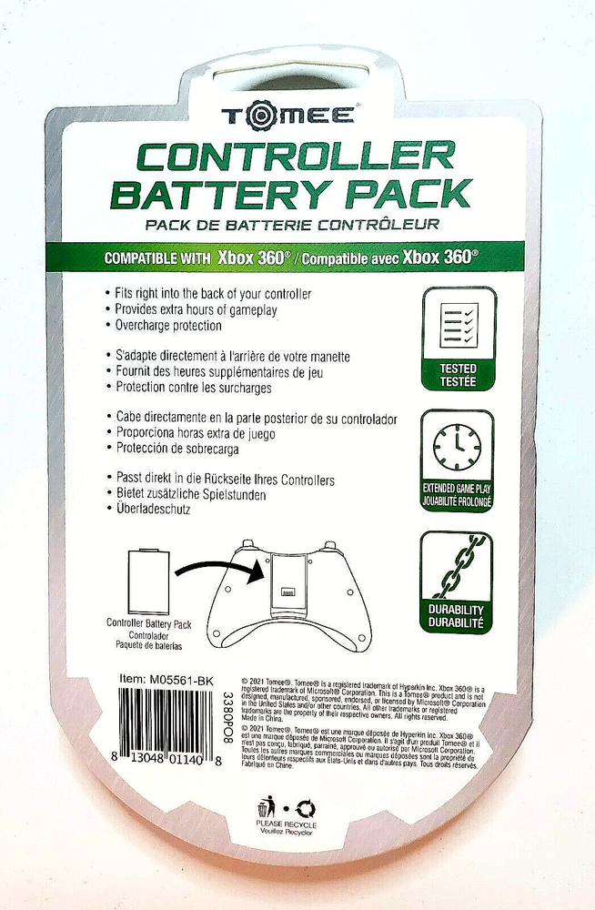 Controller Battery Pack for Xbox 360 - Black by Tomee Rechargeable