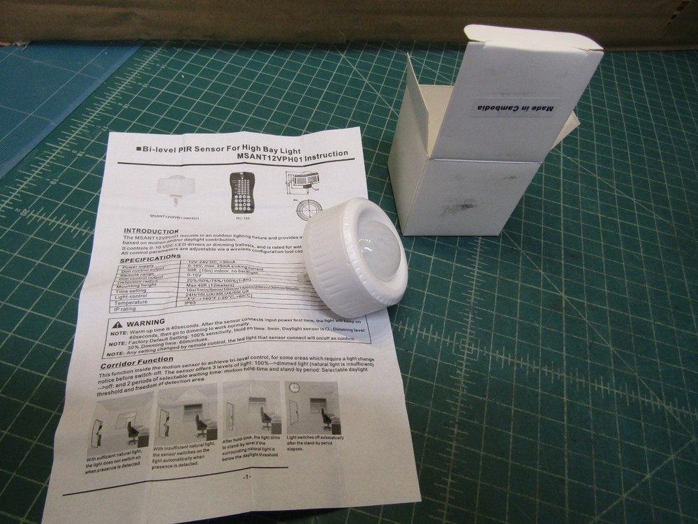 1 – Programmable PIR Motion & Daylight Harvesting Sensor MSANT12VPH01.NEW in Box