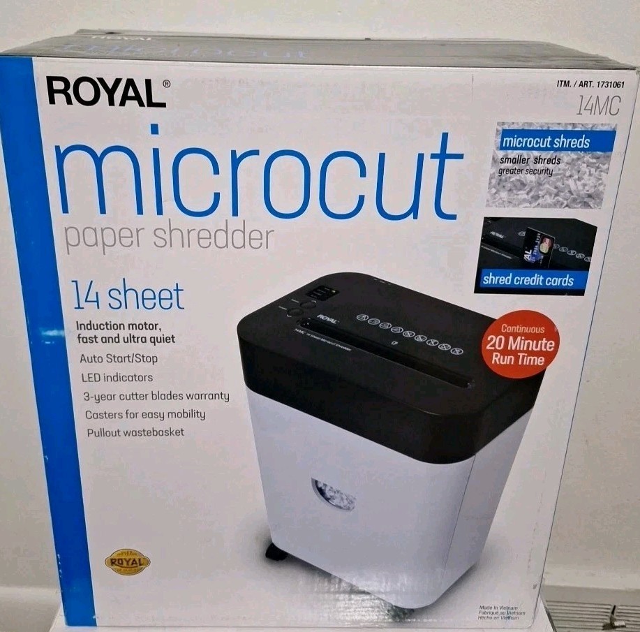 ROYAL Microcut Paper Shredder 14 Sheet, Casters, Auto Start/Stop