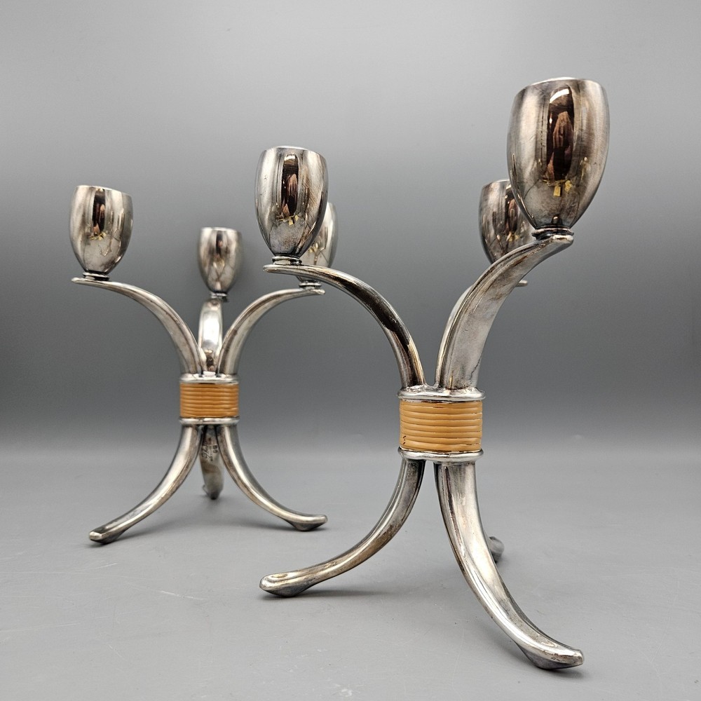 Rogers Bros Silver Plate Candlesticks / Candleholders from the Flair Collection