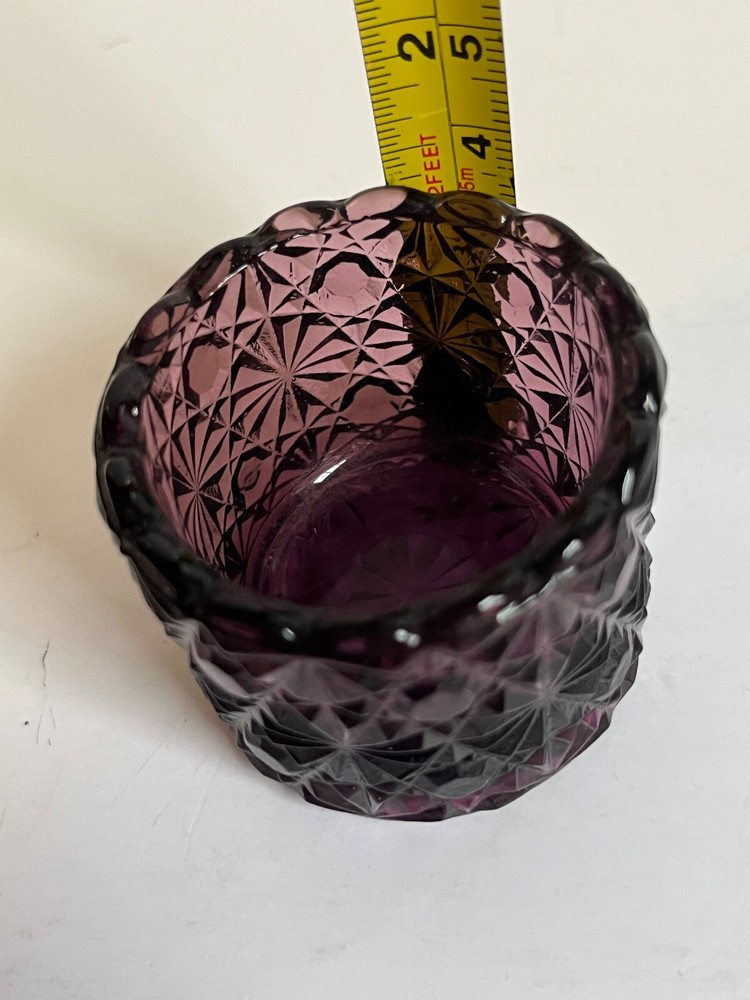 Vintage salt dish Degenhard glass amethyst Daisy and Button Pattern