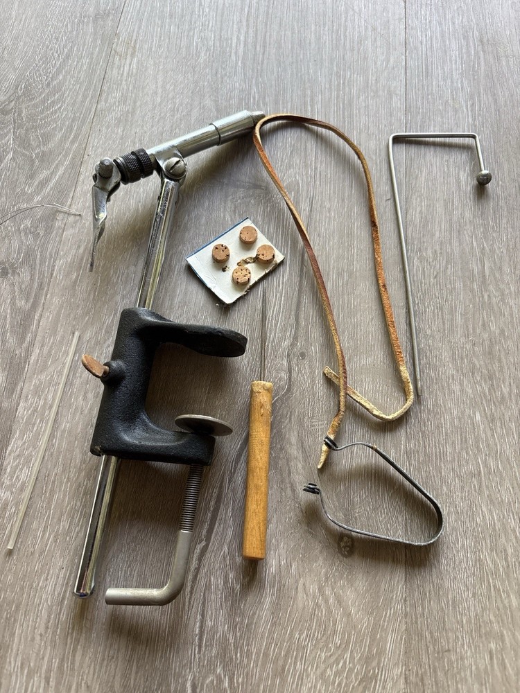 Thompson Fly Tying Vise Model A + Tools Lot