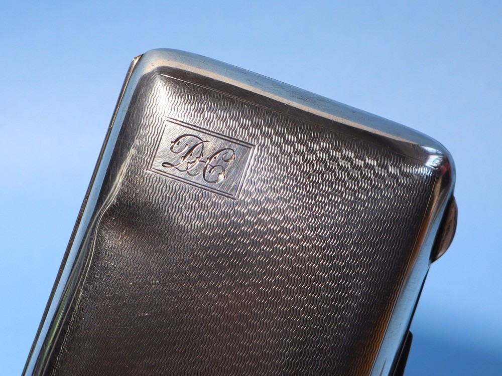 1931 Sterling Silver Cigarette Case with DC Initials + Gilt Interior dented #NM