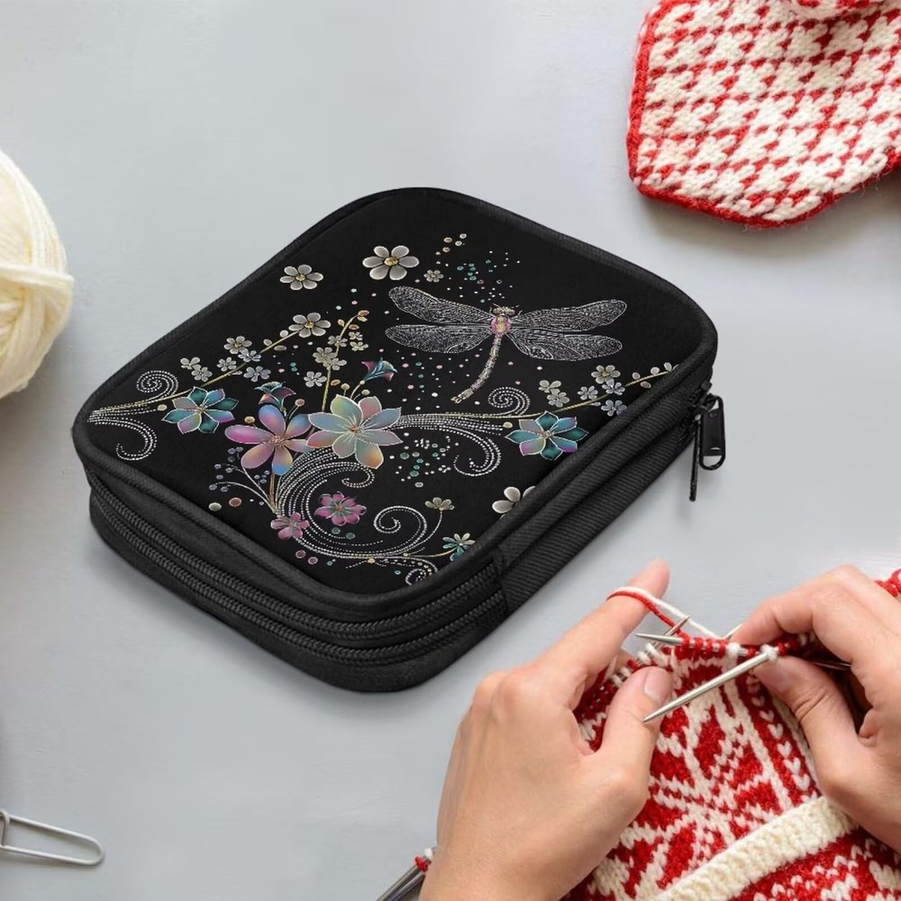 Dragonfly Organizer Case for Interchangeable Circular Knitting Needles, Croch