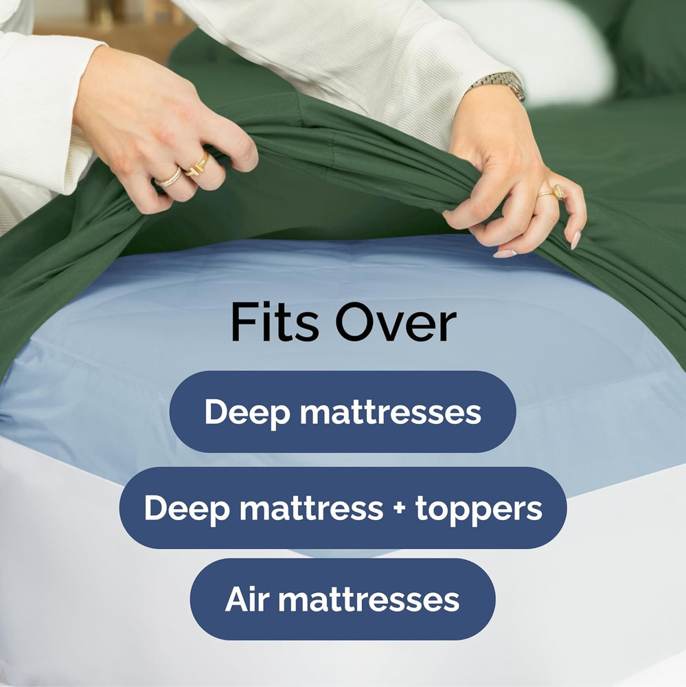 Extra Deep Split King Sheet Set - 7 Piece Breathable & Cooling Sheets - Hotel Lu