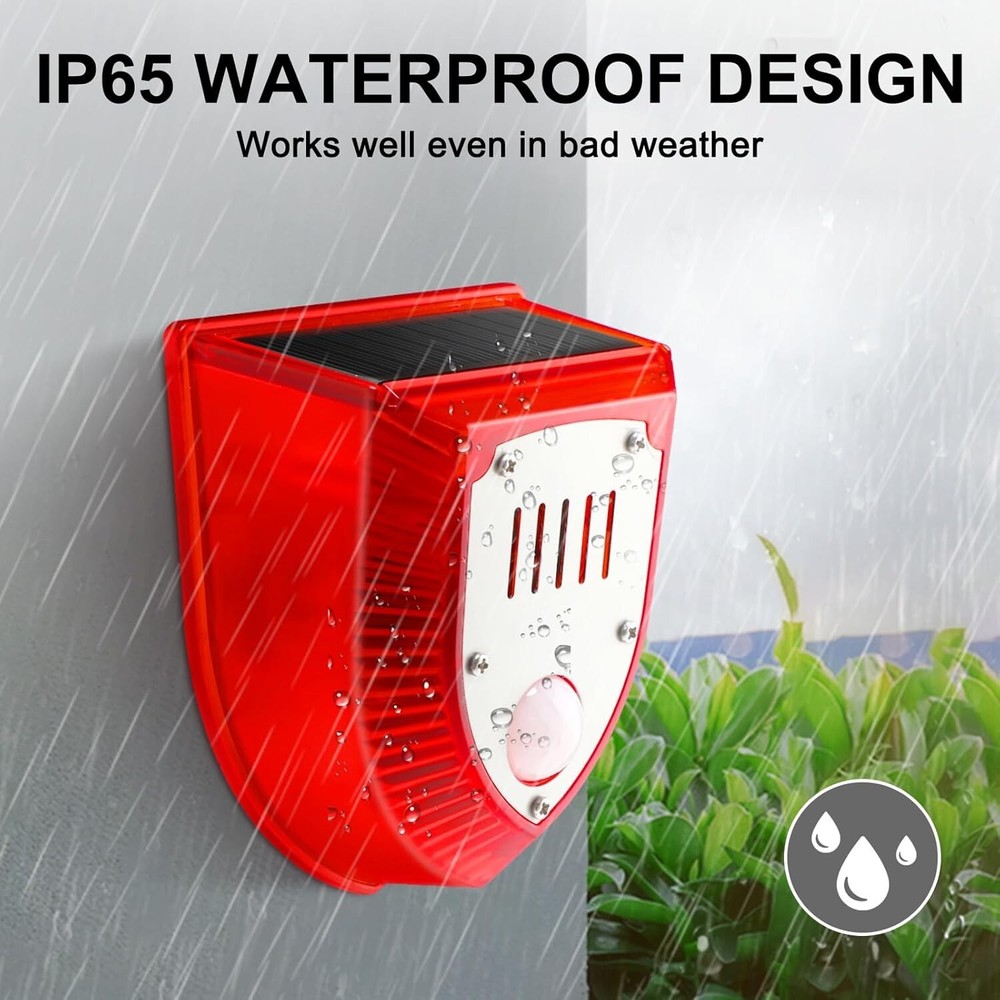 6Pack Solar Alarm LED Light Strobe Wireless Motion Sensor Detector Warning Lamp