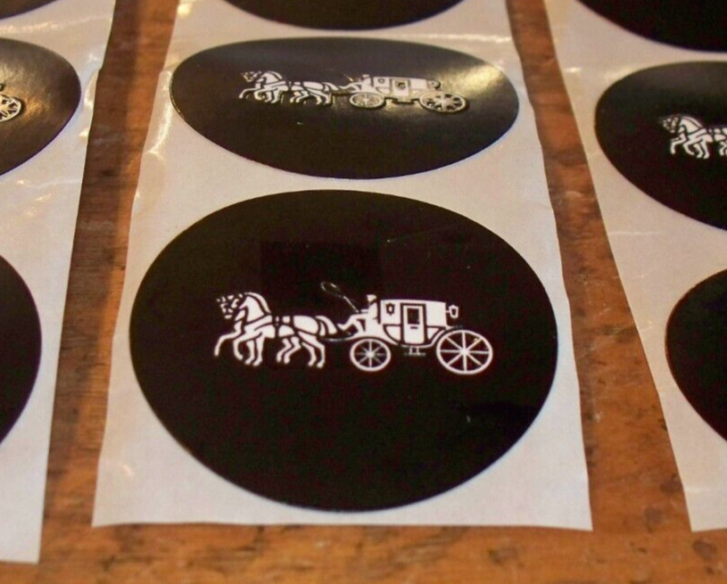 AUTHENTIC COACH Horse & Carriage 20 STICKERS Gift Wrap Scrapbook 1 3/4" Round