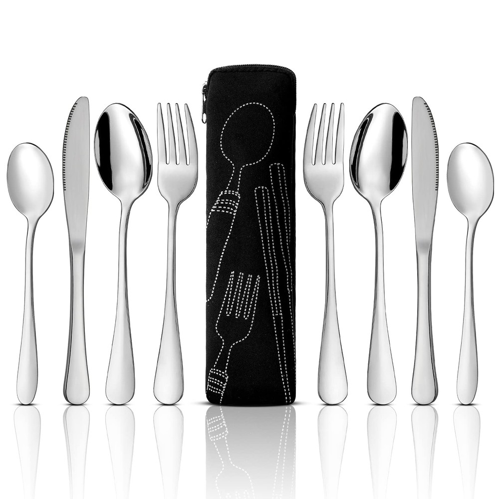9 PCS Eating Portion Control Flatware Utensils Bariatric Silverware Bag Set
