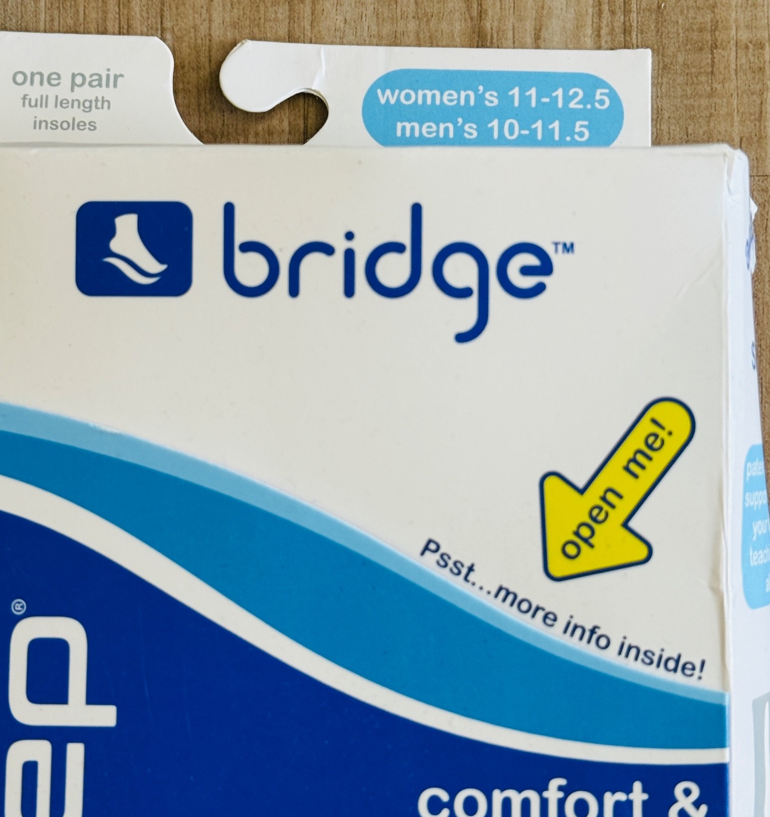 Bridge Powerstep Full Length Insoles Sz D. Mens 10-11.5 Women's 11-12.5 New