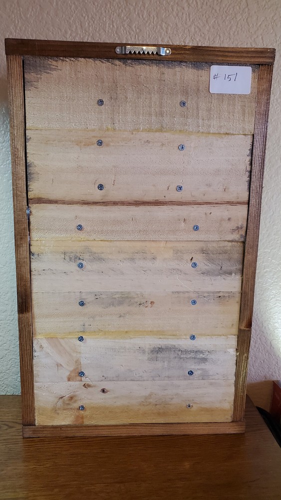 Rustic Wood Pocket Knife Display Case - Howling Wolf image - #151