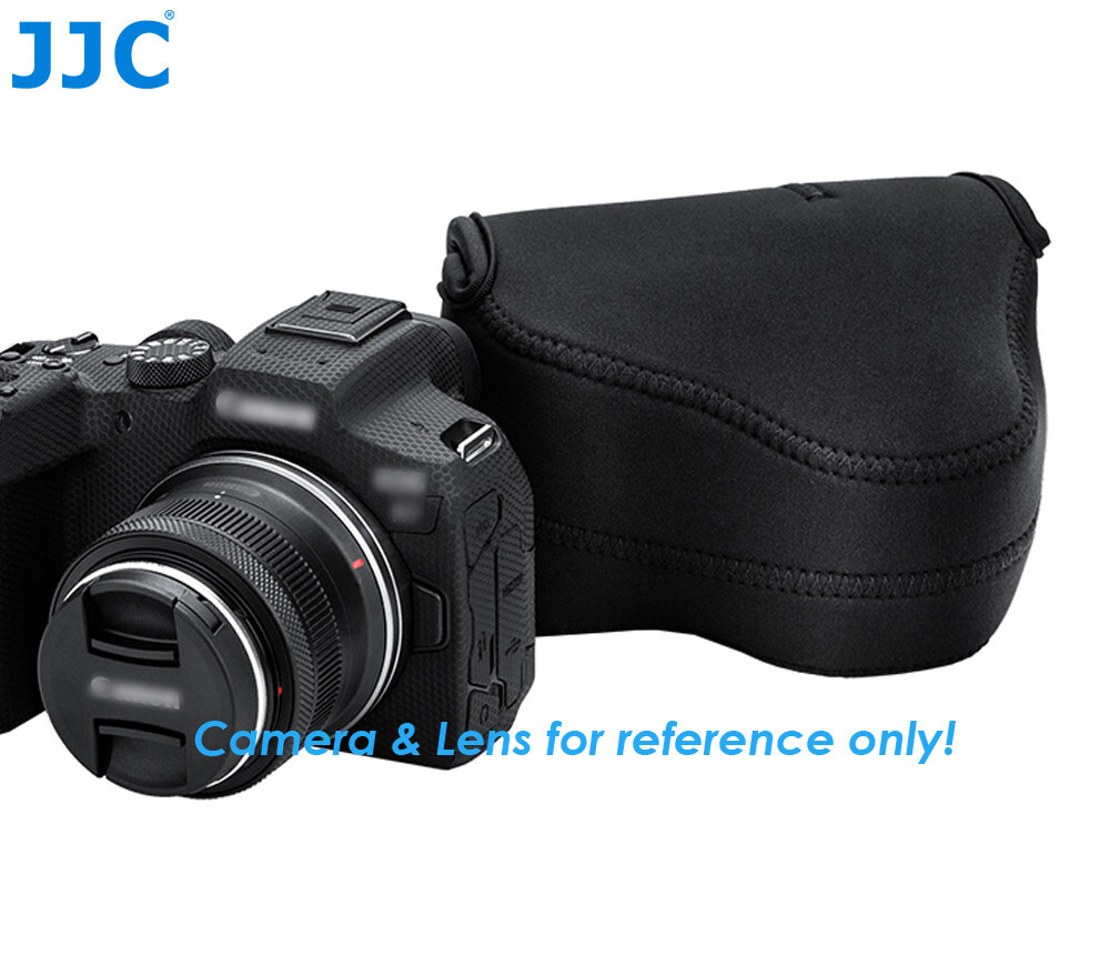 JJC Black Neoprene Pouch Camera Case Canon EOS R7 R10 +RF-S 18-45mm Lens