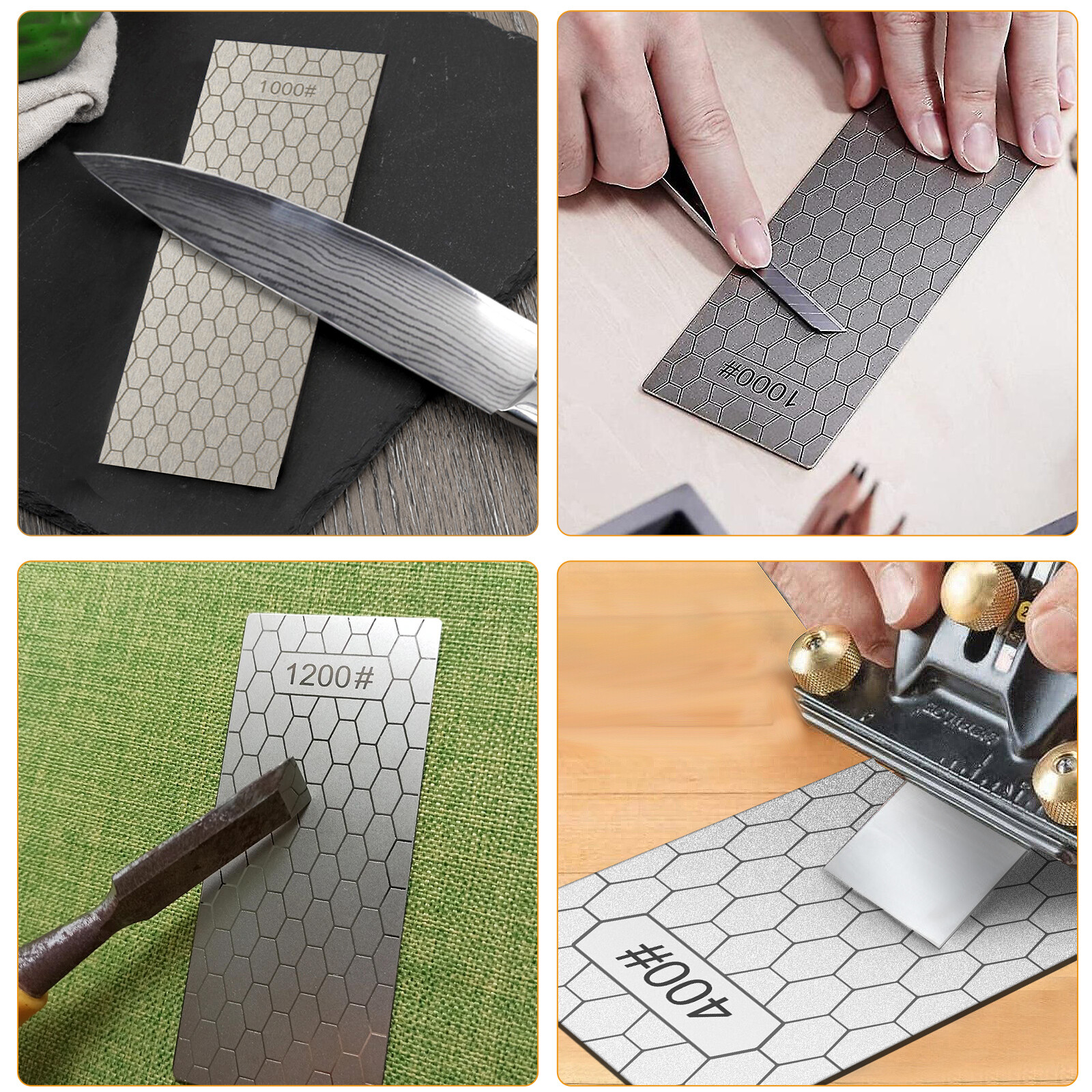 5pcs Diamond Grinding Sharpening Plate 200-1200 Grit Whetstone Stone for Knife