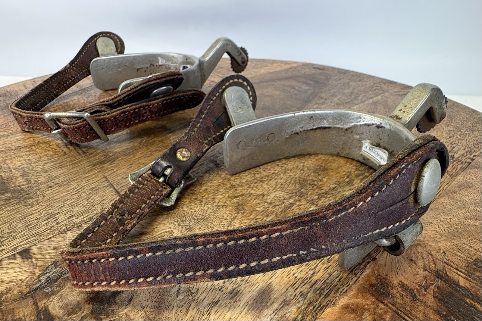 Vintage Western Gooseneck Cowboy Riding Spurs With Leather Straps Unmarked