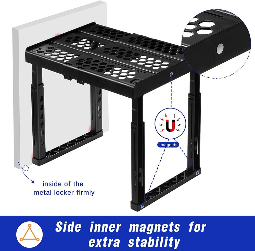 Locker Organizer Shelf， Adjustable Width and Height, Stackable, Ideal Locker She