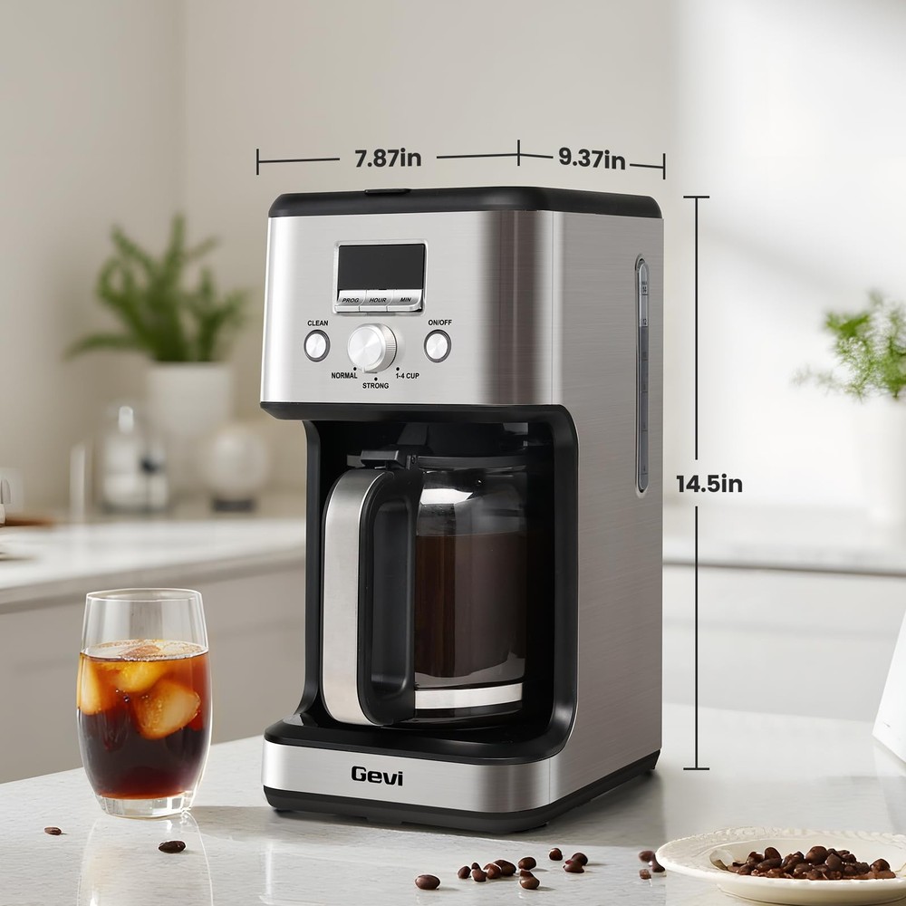 Gevi 14-Cup Programmable Coffee Maker, Drip Machine Stainless Steel