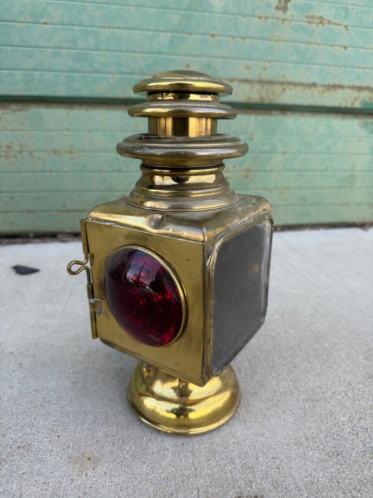 #837 ANTIQUE AUTO CARRIGE SOLID BRASS LANTERN - "GRAY & DAVIS"