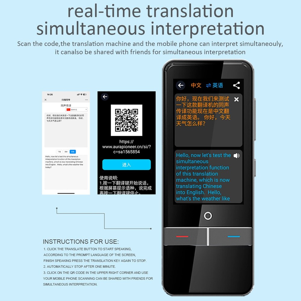 Offline Smart Voice Translator Wifi Translation Bluetooth-Support 139 Language