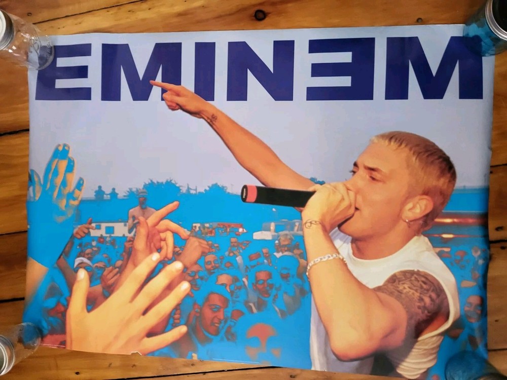 Eminem at Concert with Crowd Vintage 2000 Poster Hip Hop 34" x 23.5"
