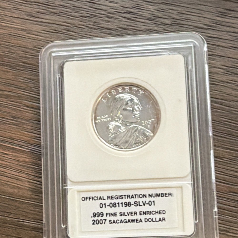Five (5), 2007 Sacagawea .999 Silver Plated.
