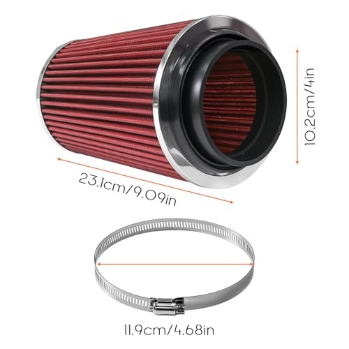 4 Inch High Flow Air Filter Washable Replacement Cone Air Filter for Enhanced
