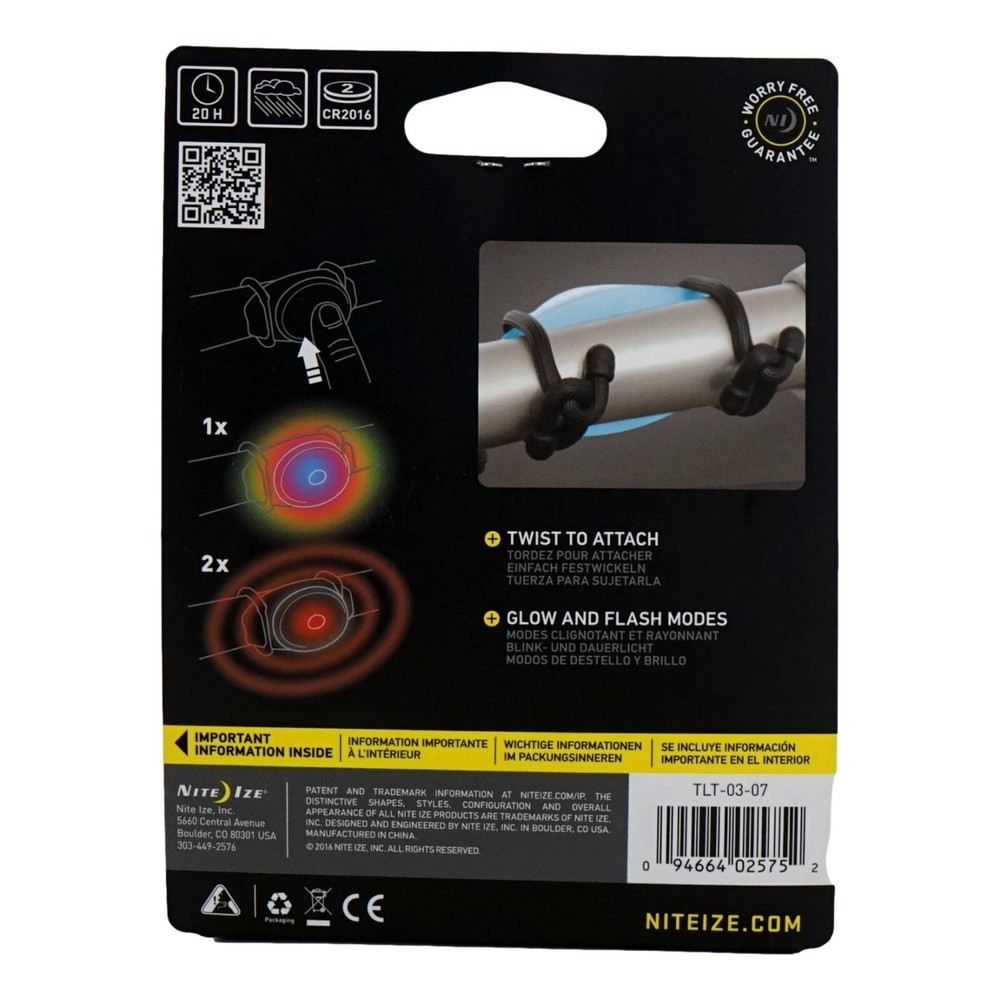 Nite Ize TwistLite LED Bicycle Safety Accessory Glow & Flash Mode, 2 Pack,