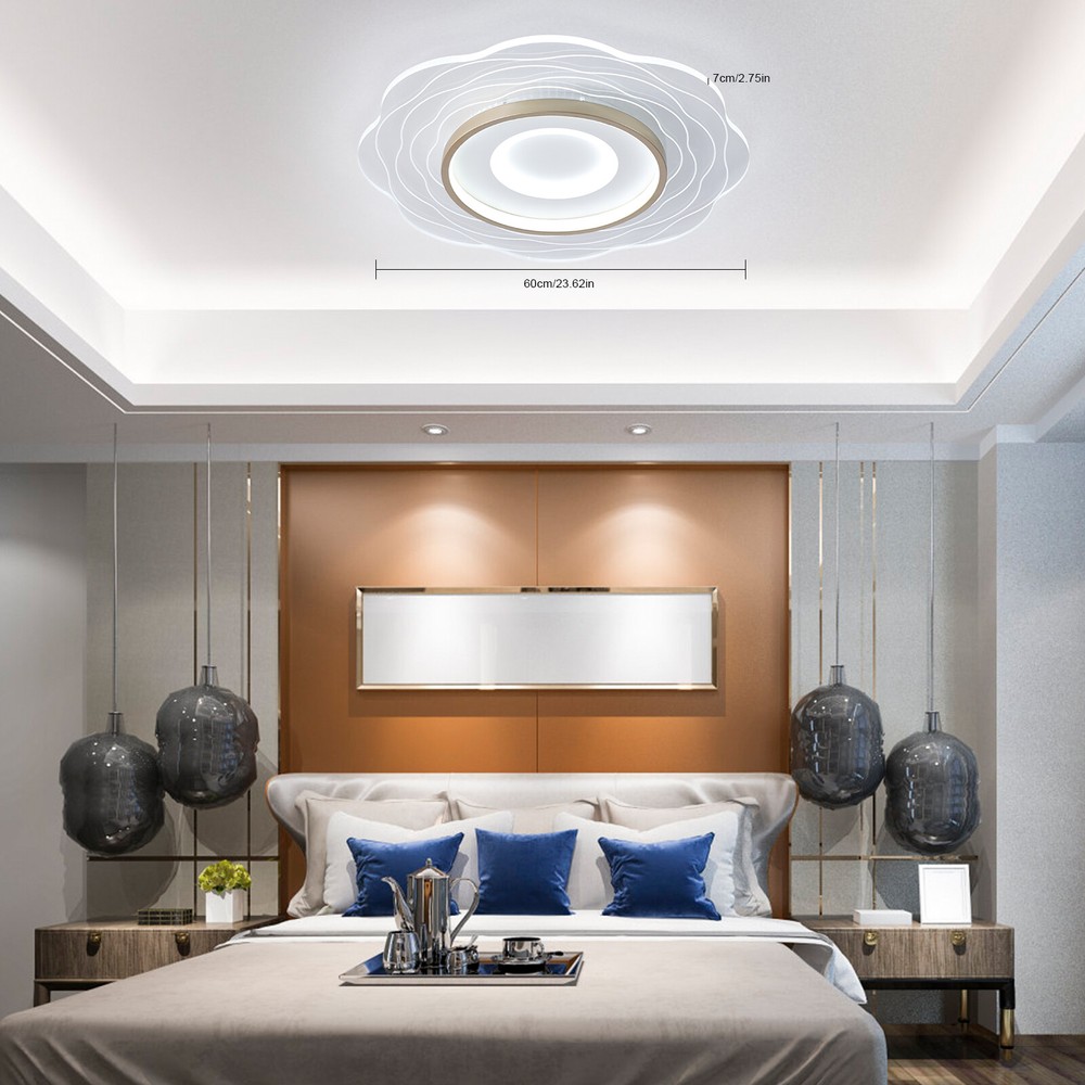 Modern 23" Ring LED Chandelier Flush Mount LED Ceiling Light with Remote Control