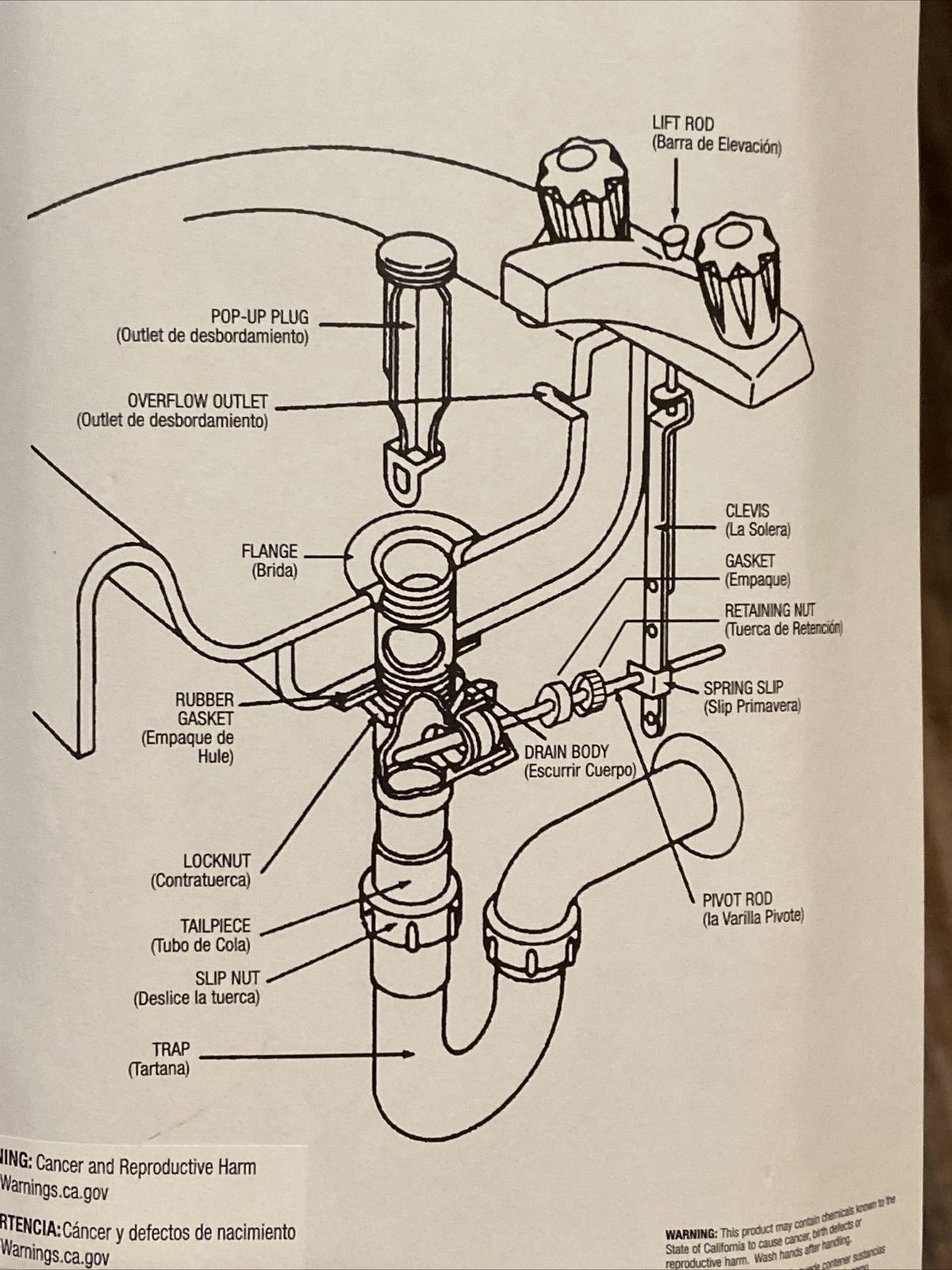 Vanity Bathroom Sink Pop Up Stopper Drain Assembly Kit Chrome/Plastic 1.25” Diam