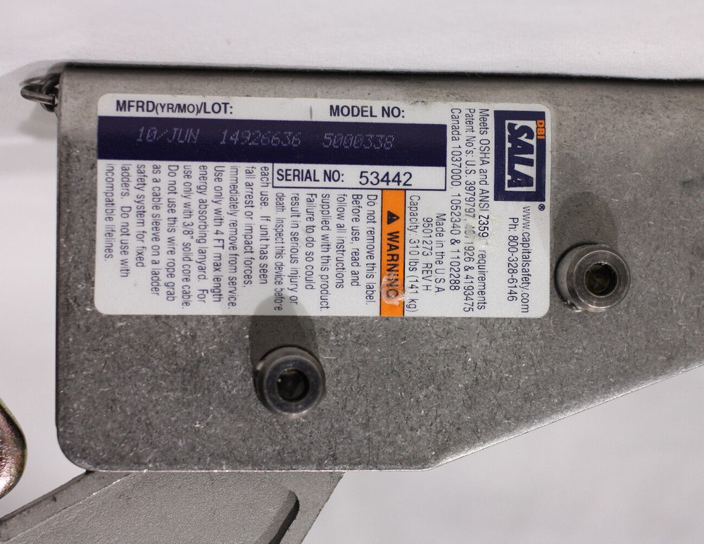 DBI SALA Static Wire Rope Grab Model No. 5000338