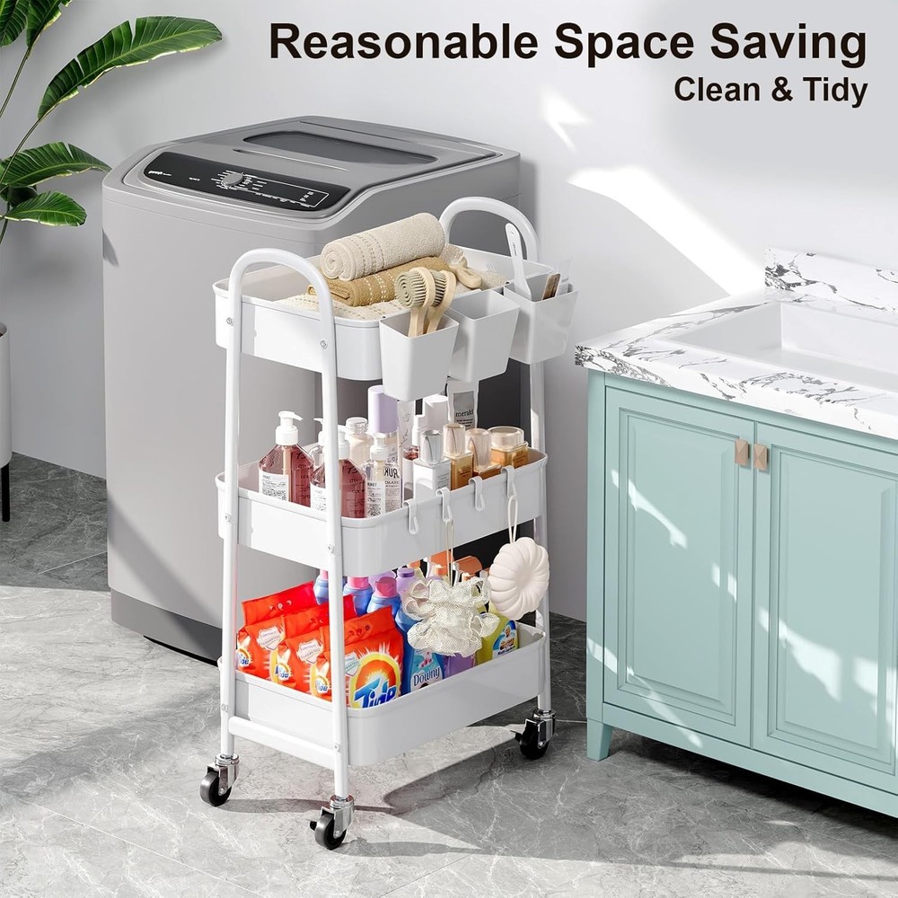 Multi-Functional Rolling Cart with Lockable Wheels - Perfect for Kitchen & Craft