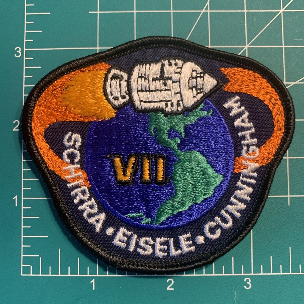 Vintage Obsolete NASA Space Program Patch VII Schirra Eisele Cunningham 6E