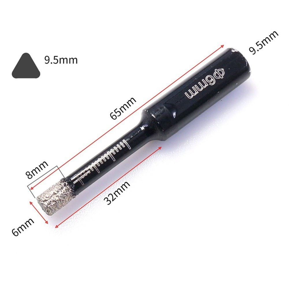 6-12mm Dry Ceramic Tile Drill Bit Triangular Shank Brazing Hole Opener Drilling