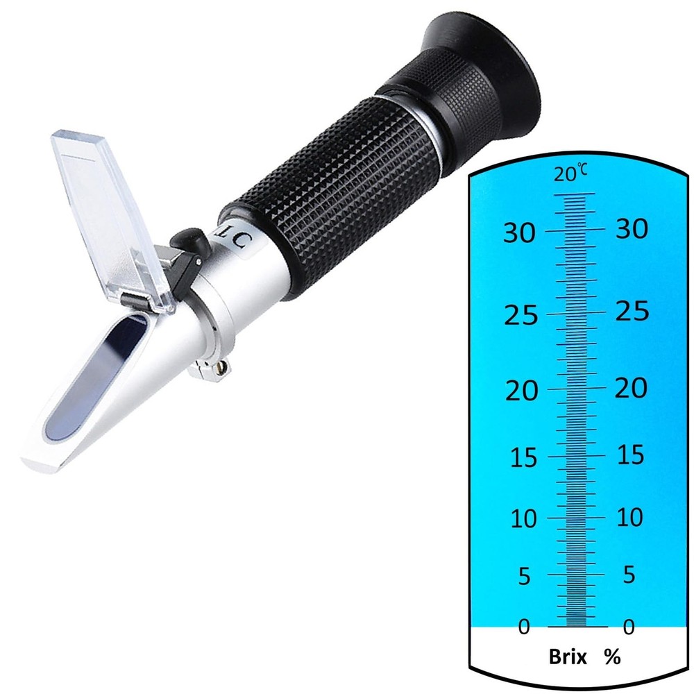Brix Refractometer 0-32% Brix Meter for Testing Sugar Content in Fruit, Porta...
