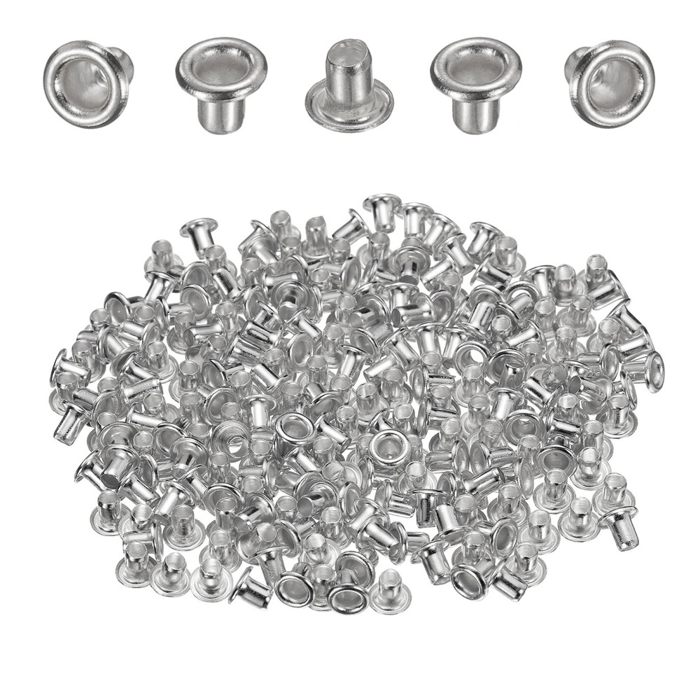 100Pcs Grommets Eyelets Kit 2mm Brass Eyelets, Silver